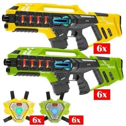 12 Light Battle Connect Mega Blasters + Vesten - Geel/Groen