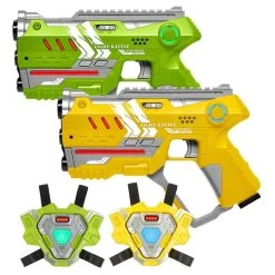 2 Connect Laserguns Geel/Groen + 2 Connect Vesten