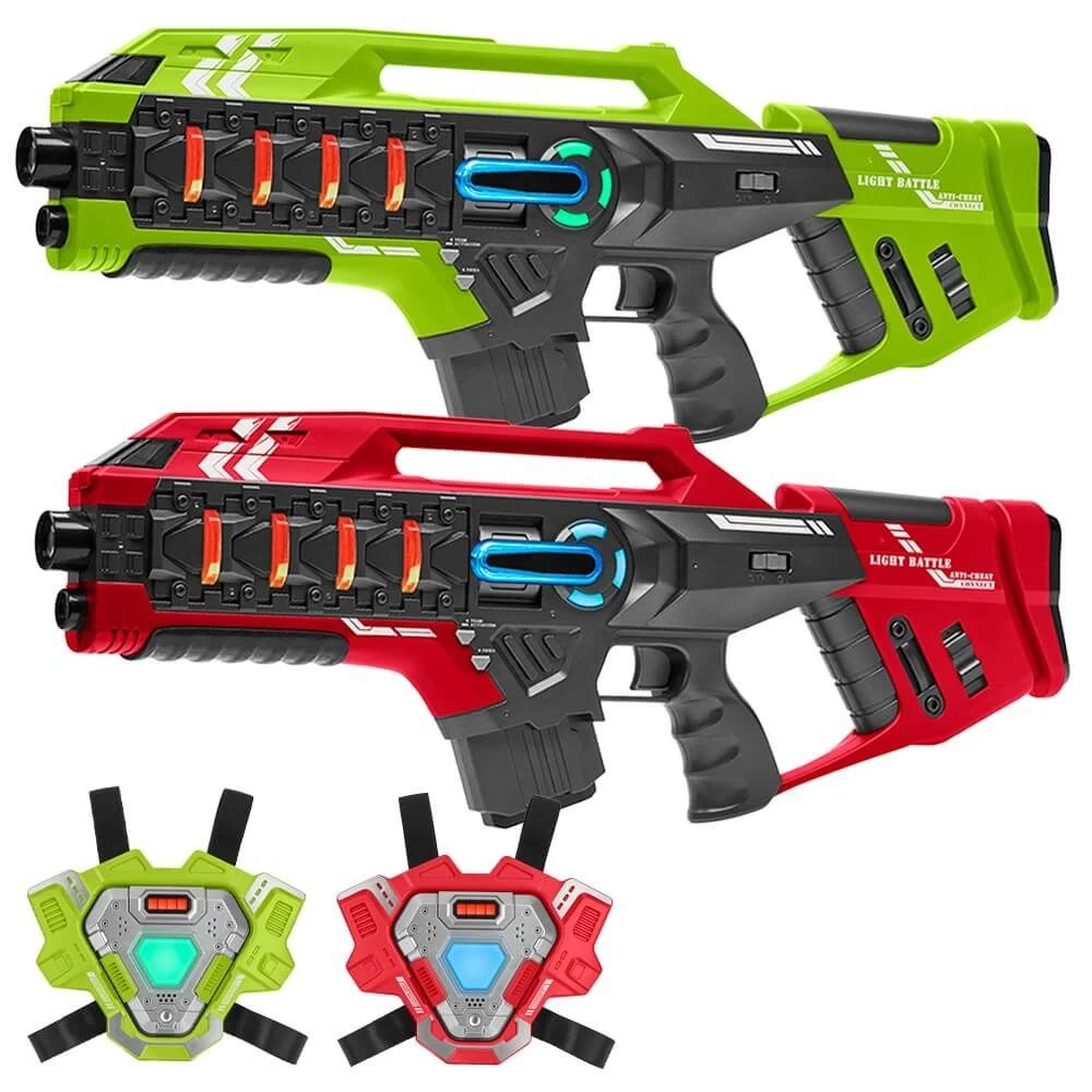 2 Connect Mega Blasters + 2 Connect Vesten - Groen/Rood 3 2 Connect Mega Blasters + 2 Connect Vesten - Groen/Rood