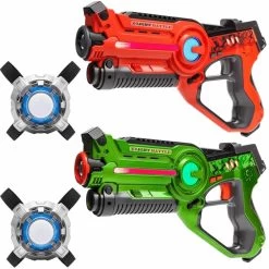 2 Light Battle Active Laserguns - Oranje/Groen + 2 Vesten