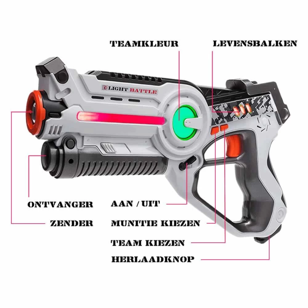 2 Light Battle Active Laserpistolen - Wit/Blauw + 2 Targets 4 2 Light Battle Active Laserpistolen - Wit/Blauw + 2 Targets - Afbeelding 2