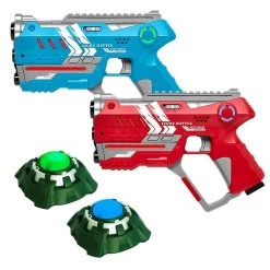 2 Light Battle Connect Pistolen Rood/Blauw + 2 Targets