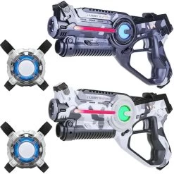 2 Light Battle Laserpistolen Camo Grijs/wit + Vesten