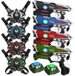 4 KidsTag Laserguns + Vesten In 4 Kleuren + 2 Targets
