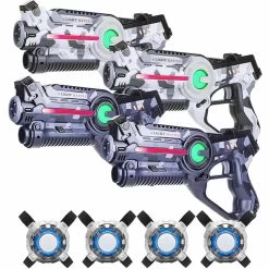 4 Light Battle Active Laserguns Camo Grijs/wit + 4 Vesten