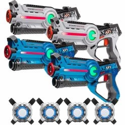 4 Light Battle Active Laserguns - Wit/Blauw + Vesten