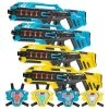 4 Mega Blasters - Blauw/Geel + 4 Connect Vesten -Goedkope Speelgoed 4 mega blasters blauw geel 4 connect vesten