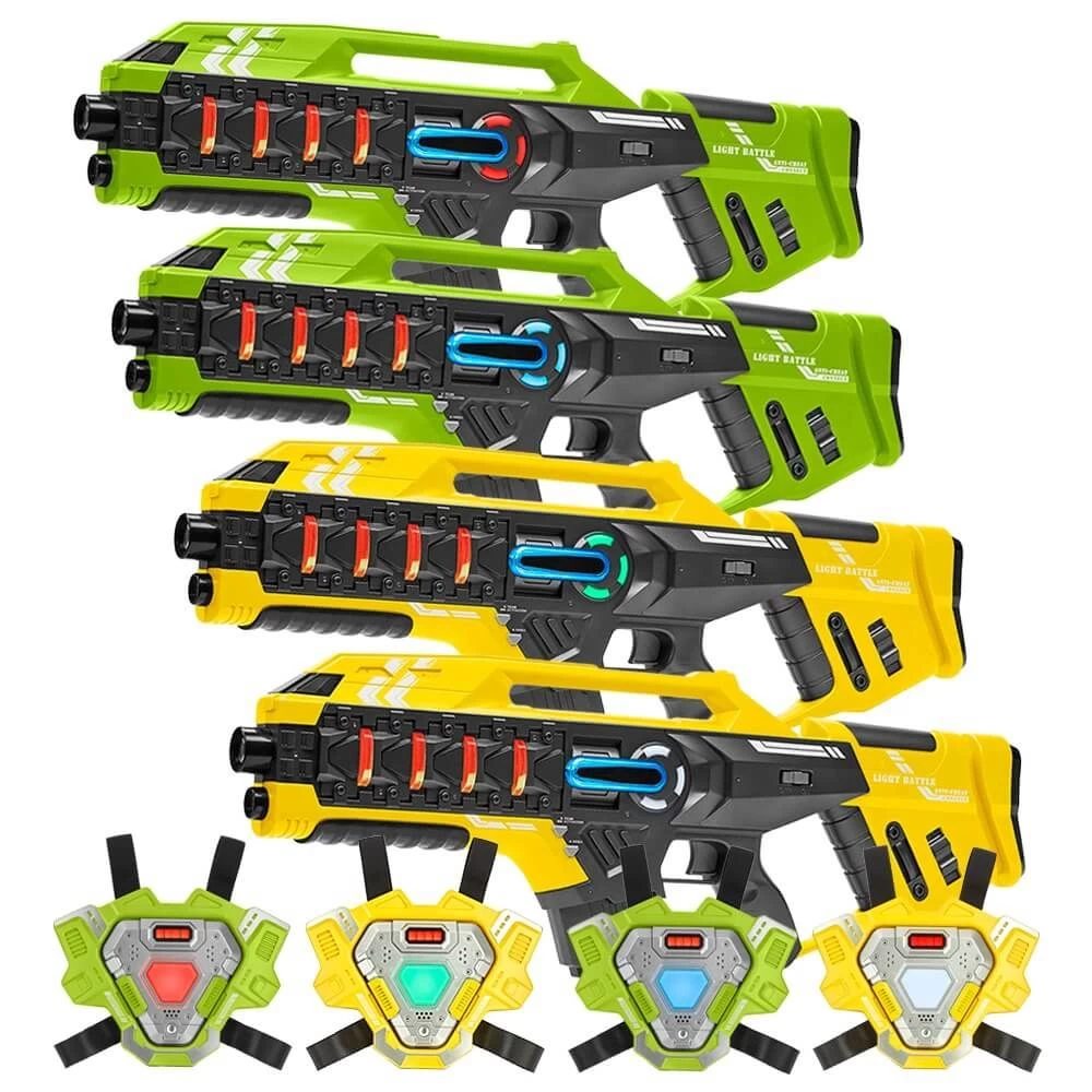 4 Mega Blasters - Groen/Geel + 4 Connect Vesten 3 4 Mega Blasters - Groen/Geel + 4 Connect Vesten
