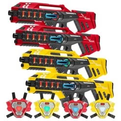 4 Mega Blasters - Rood/Geel + 4 Connect Vesten