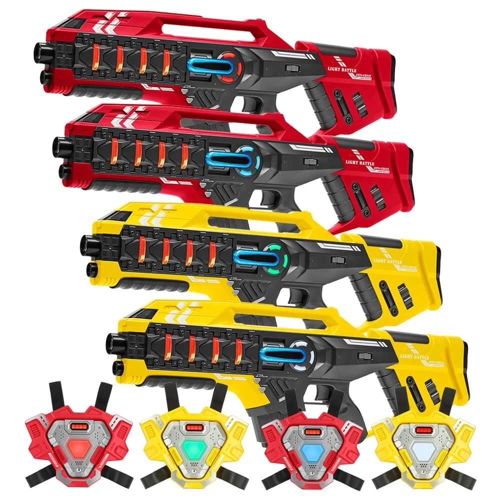 4 Mega Blasters - Rood/Geel + 4 Connect Vesten 3 4 Mega Blasters - Rood/Geel + 4 Connect Vesten