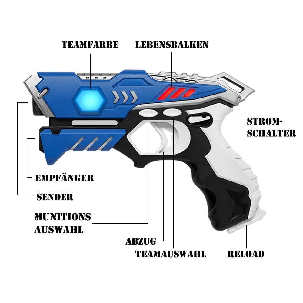 KidsTag Lasergame Set - 2 Laserguns + 2 Vesten - Blauw/zwart 4 KidsTag Lasergame Set - 2 Laserguns + 2 Vesten - Blauw/zwart - Afbeelding 2