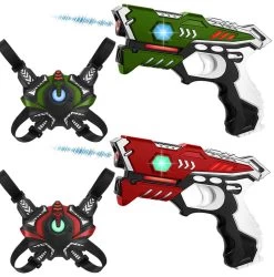 KidsTag Lasergame Set - 2 Laserguns + 2 Vesten - Rood/groen