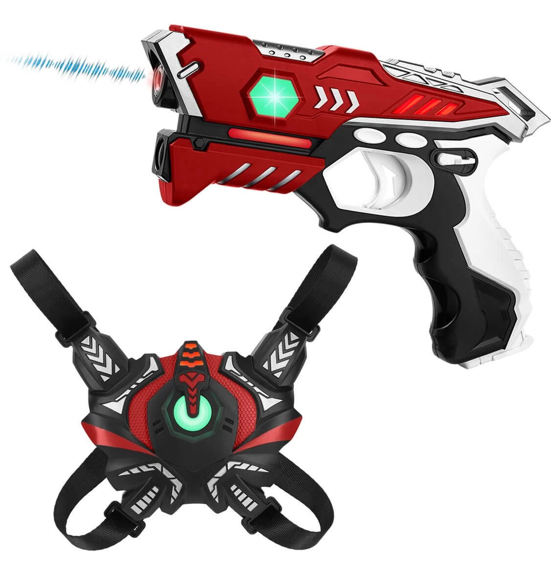 KidsTag Lasergame Set - 4 Laserguns + 4 Vesten - Rood/Groen 6 KidsTag Lasergame Set - 4 Laserguns + 4 Vesten - Rood/Groen - Afbeelding 4