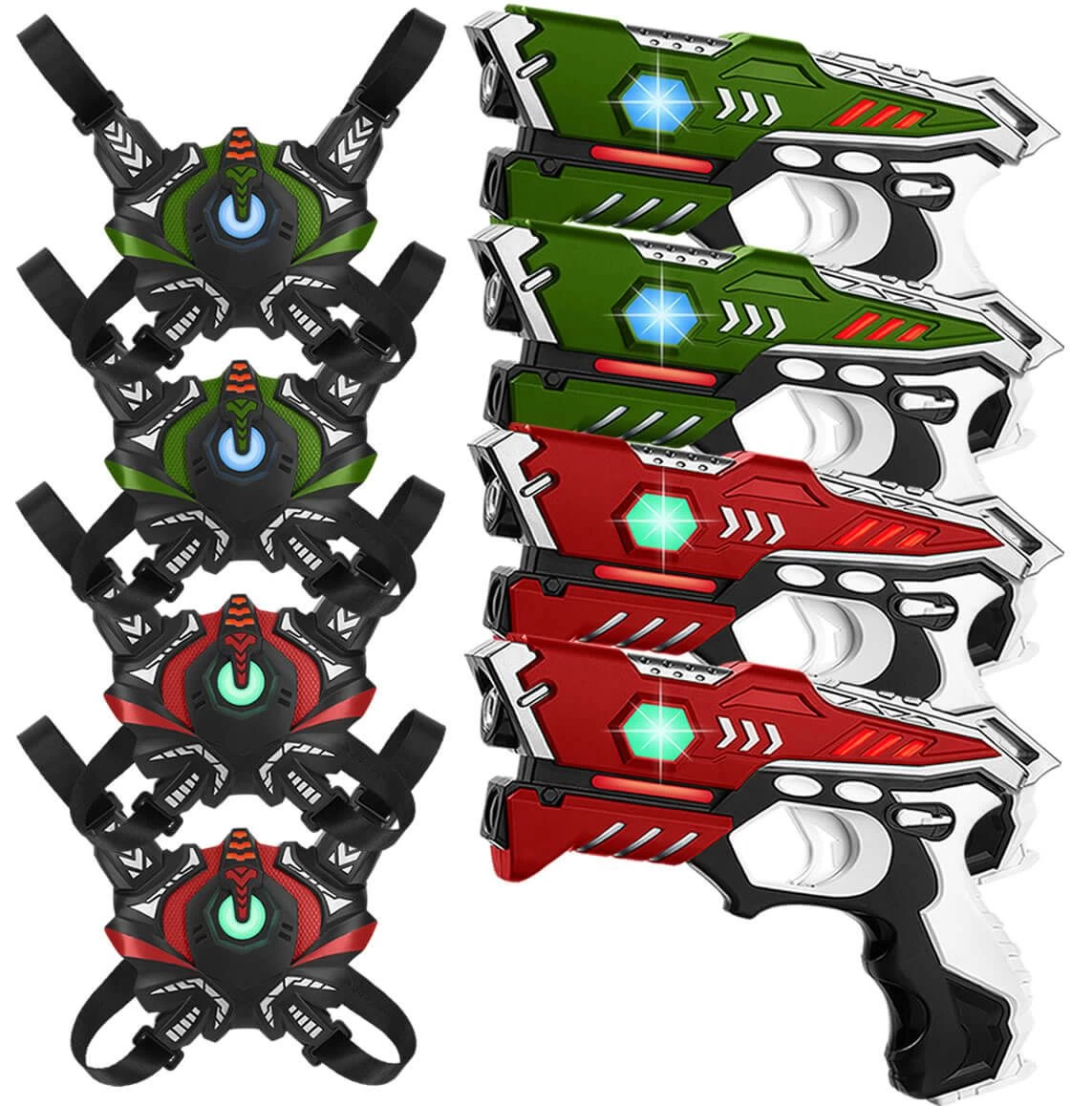 KidsTag Lasergame Set - 4 Laserguns + 4 Vesten - Rood/Groen 3 KidsTag Lasergame Set - 4 Laserguns + 4 Vesten - Rood/Groen