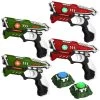 KidsTag Lasergame Set - 4 Laserguns Rood/groen + 2 Targets -Goedkope Speelgoed kidstag lasergame set 4 laserguns rood groen 2 targets