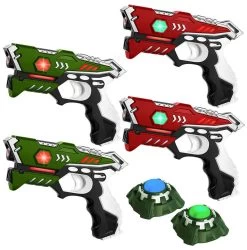 KidsTag Lasergame Set - 4 Laserguns Rood/groen + 2 Targets