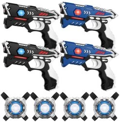 KidsTag Lasergame Set - 4 Laserguns Zwart/blauw + 4 Vesten