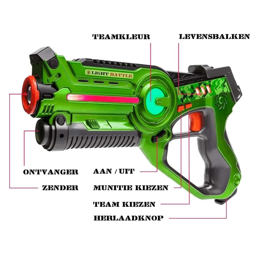 Light Battle Active Lasergame Set - 4 Laserguns + 4 Vesten 4 Light Battle Active Lasergame Set - 4 Laserguns + 4 Vesten - Afbeelding 2