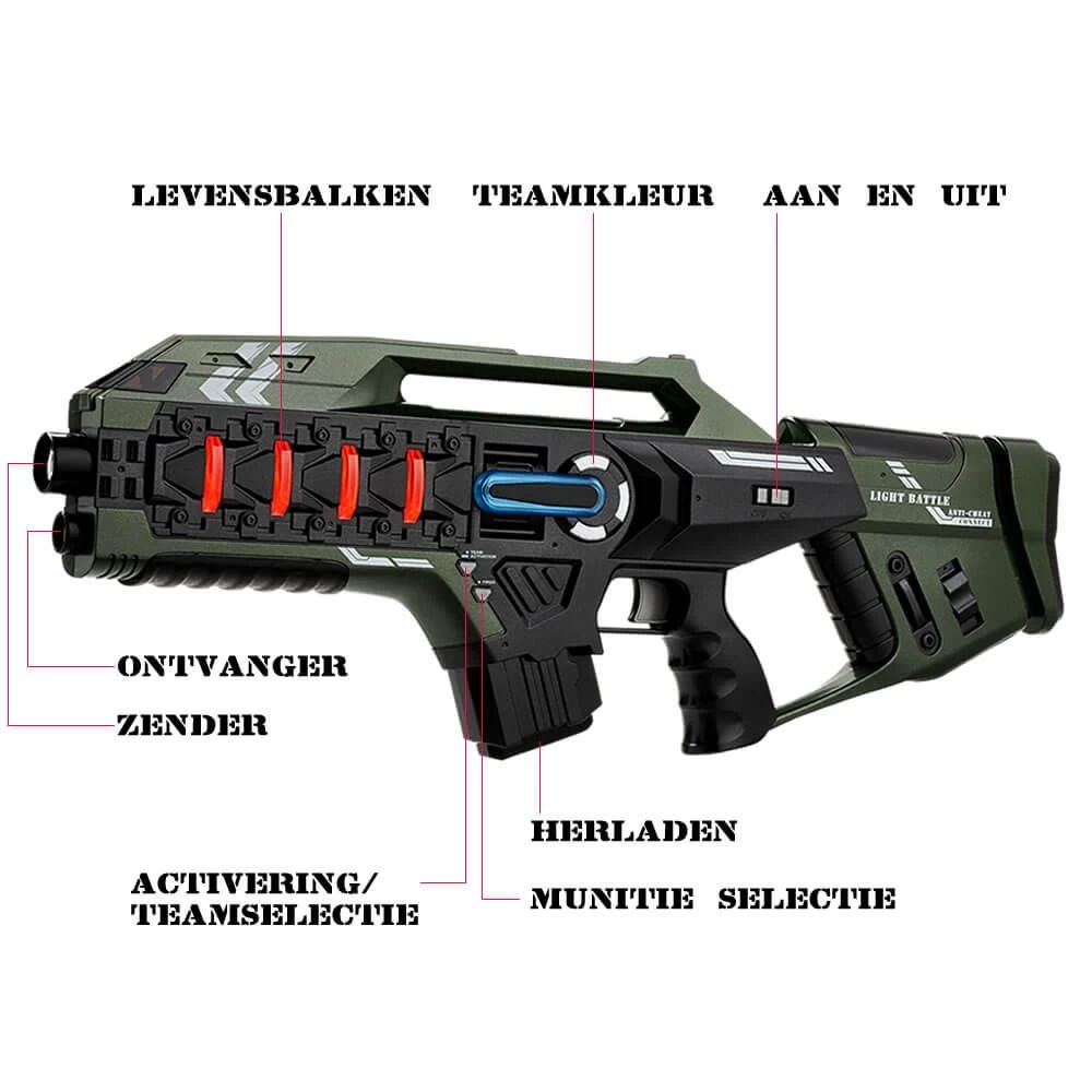 Light Battle Connect Geweer + Vest Metallic Groen 6 Light Battle Connect Geweer + Vest Metallic Groen - Afbeelding 4