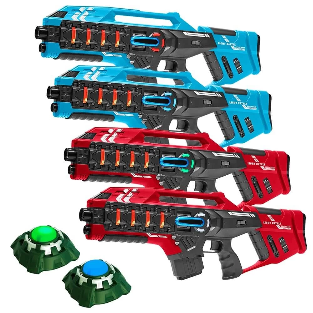Light Battle Connect Lasergame Set - 4 Geweren Rood/Blauw + 3 Light Battle Connect Lasergame Set - 4 Geweren Rood/Blauw +