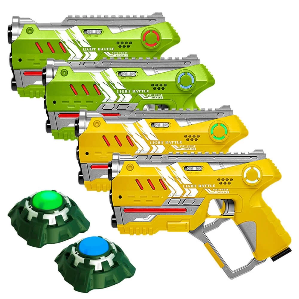 Light Battle Connect Set 4 Laserguns Geel/Groen + 2 Targets 3 Light Battle Connect Set 4 Laserguns Geel/Groen + 2 Targets